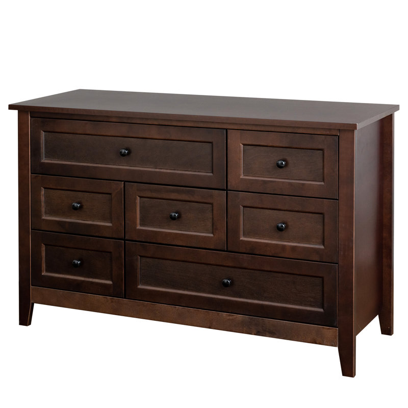 Commode Cameron avec 7 tiroirs et pieds en bois massif