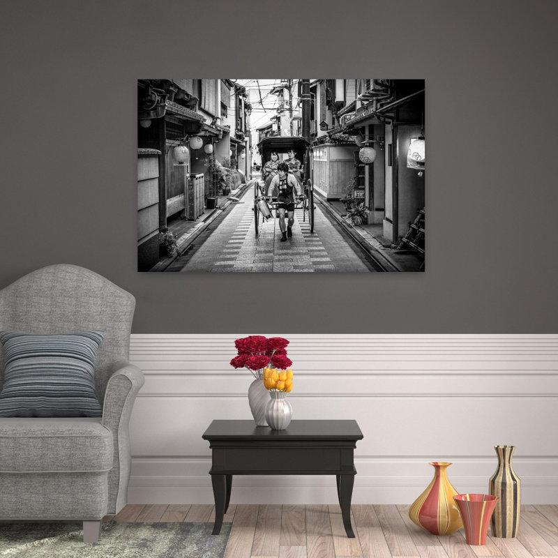 «Rickshaw japonais», impression d'art mural contemporain, 32" H x 48" W
