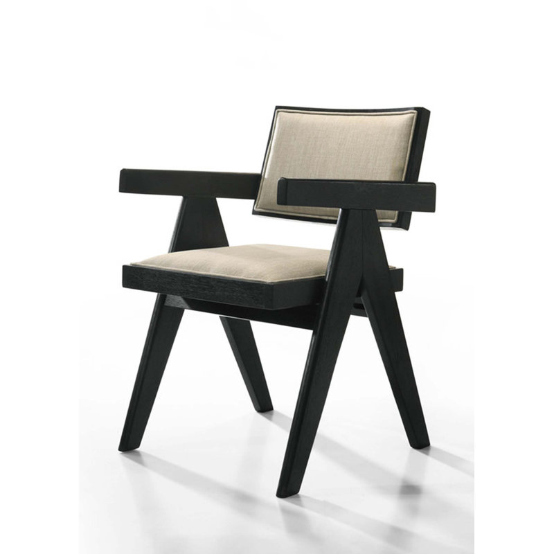 Ensemble de 2 chaises de salle à manger en ébène avec siège rembourré Jacopo