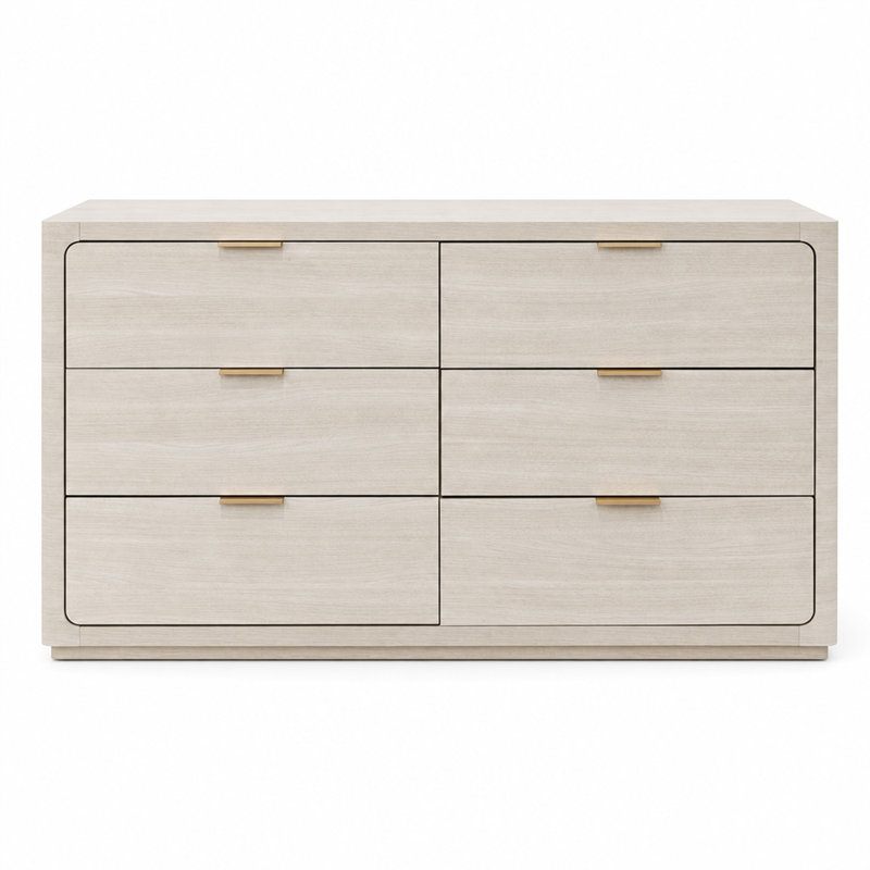 Commode Oralie 60" L à 6 tiroirs, Chêne clair