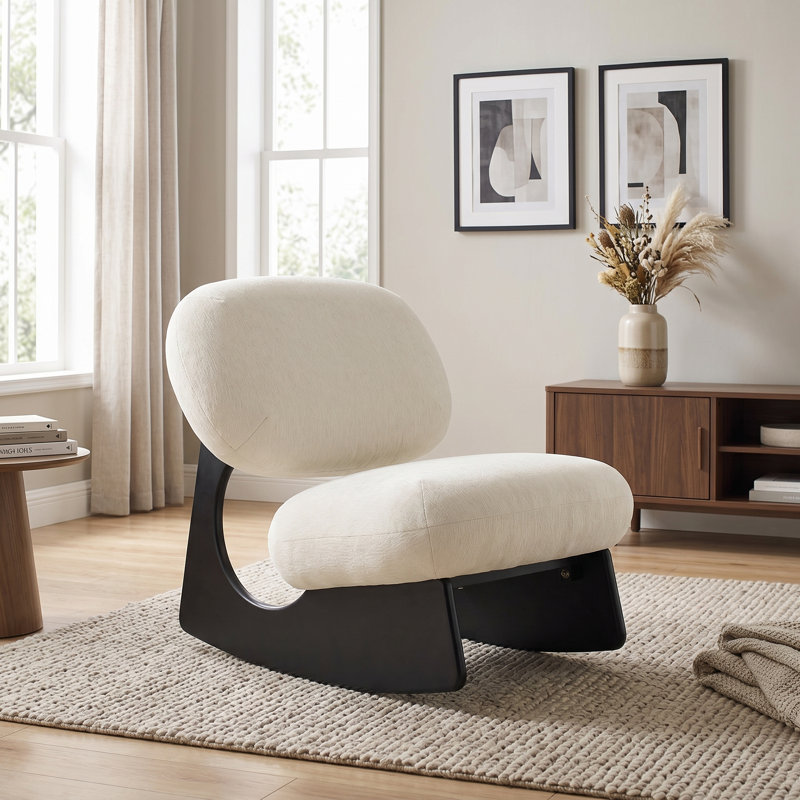 Chaise d'appoint à bascule Hartford, Blanc cassé, 1