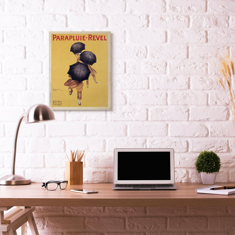 Parapluie-Revel Vintage Poster Yellow Design Oversized Stretched Canvas Wall Art by Marcello Dudovich, 30" H x 24" W x 1.5" D