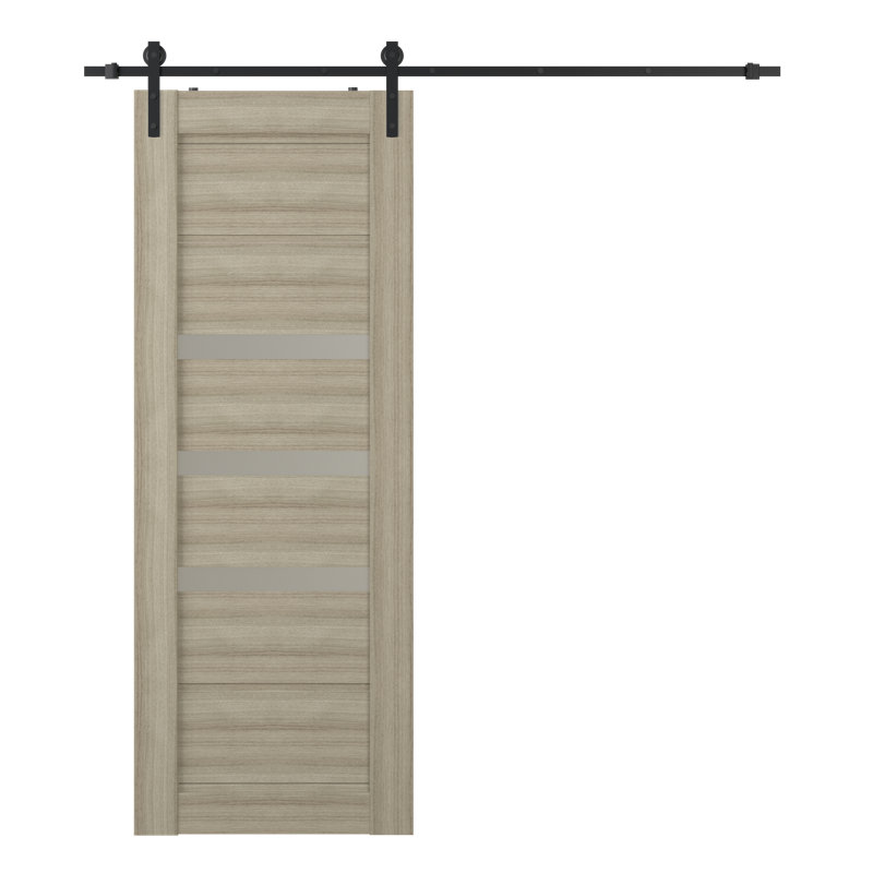 Porte de grange à panneaux préfinie à 3 panneaux avec quincaillerie d'installation, 27,75 po x 83,23 po, Shambor