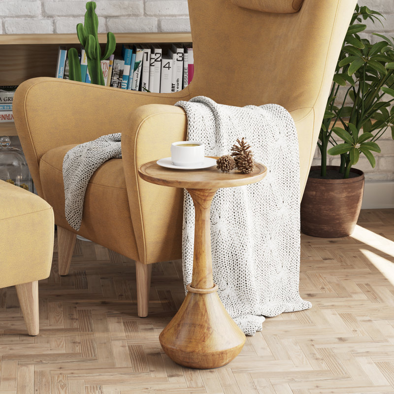 Rustic Pedestal Round End Table