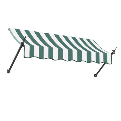 Awntech New Orleans Fixed Awning, 76.5"W x 24"H x 16"D, Forest/White Stripe