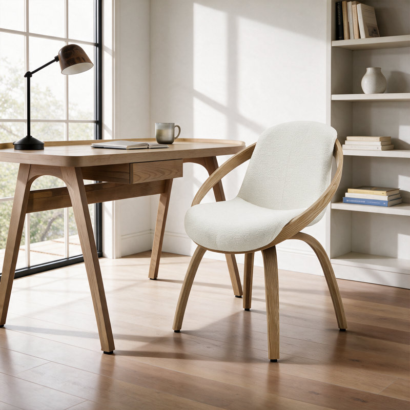 Chaise de bureau pivotante rembourrée 360 degrés, Blanc