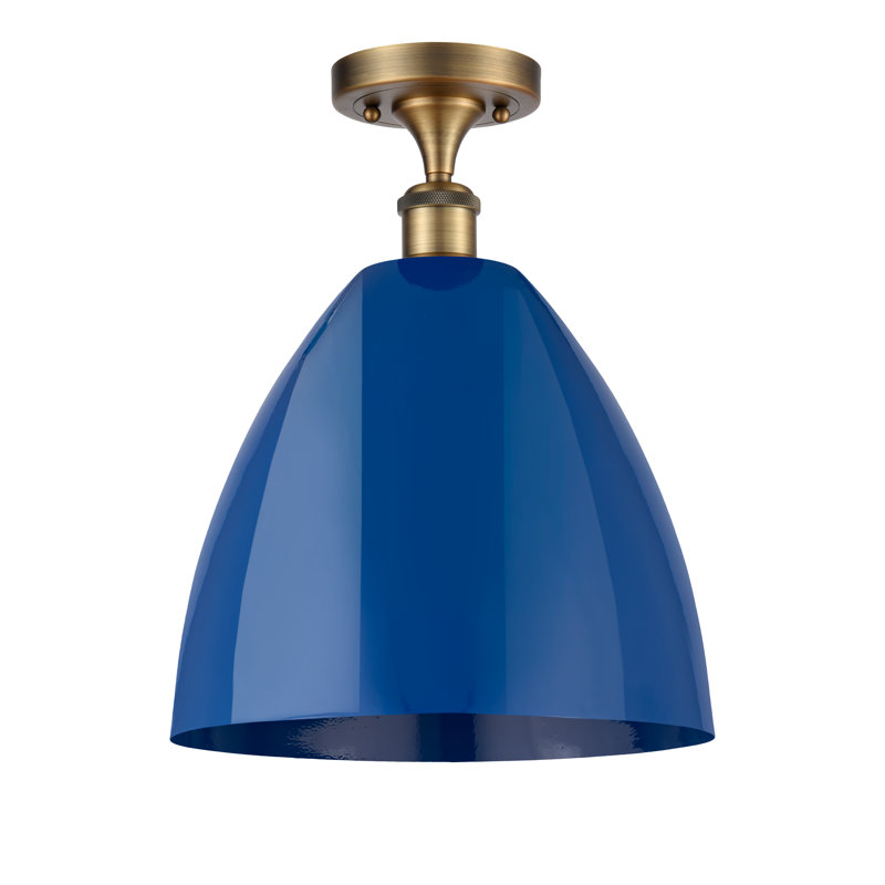 Semi Flush Mount, Brushed Brass, Blue