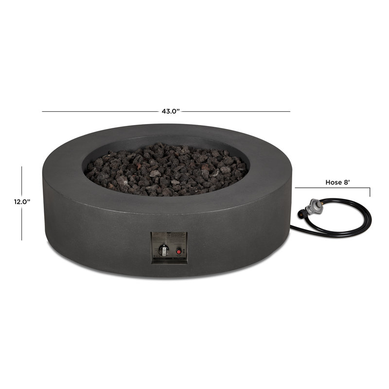 La Valle Concrete Propane Fire pit Table, Carbon