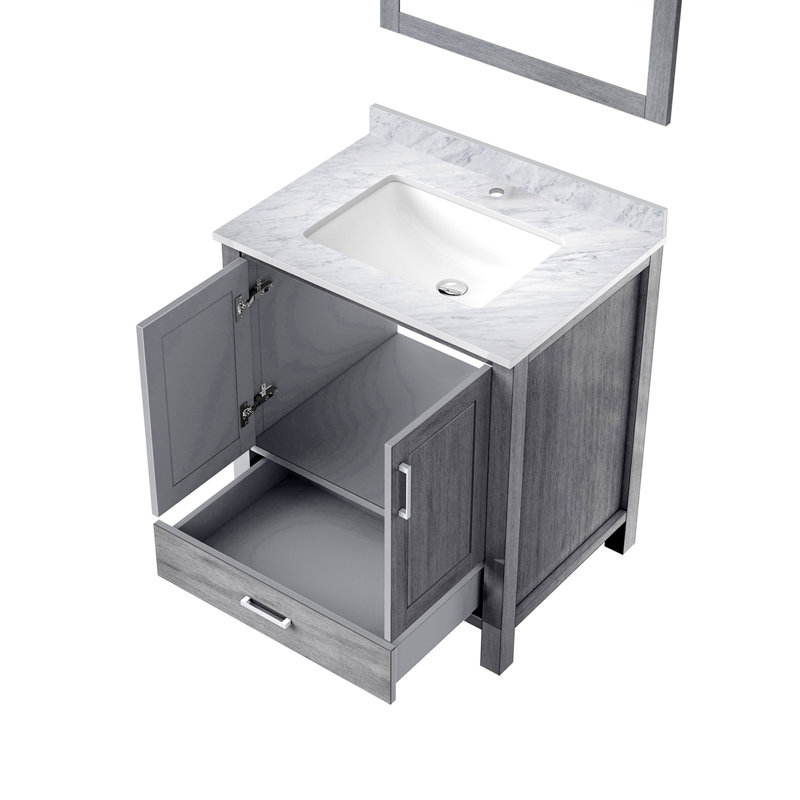 Meuble-lavabo de salle de bain 30 po X P 22 po D, plateau en marbre de Carrare Miroir, Gray, Grey
