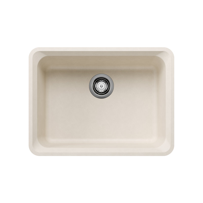 Évier de cuisine en granite avec crépine L 24 po x l 18 po Vision, Blanc doux