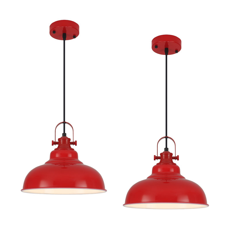 2 Pack Red Pendant Lights Kitchen Island Lighting, Farmhouse Pendant Light Fixtures, Island Pendant Light for Kitchen, Restaurants, Cafes