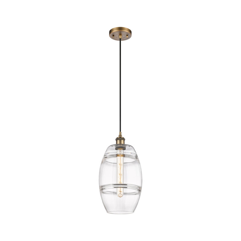 Luminaire suspendu 1 lumière Absalat, H 9,88 po x l 8 po x P 8 po, Transparent, Laiton brossé