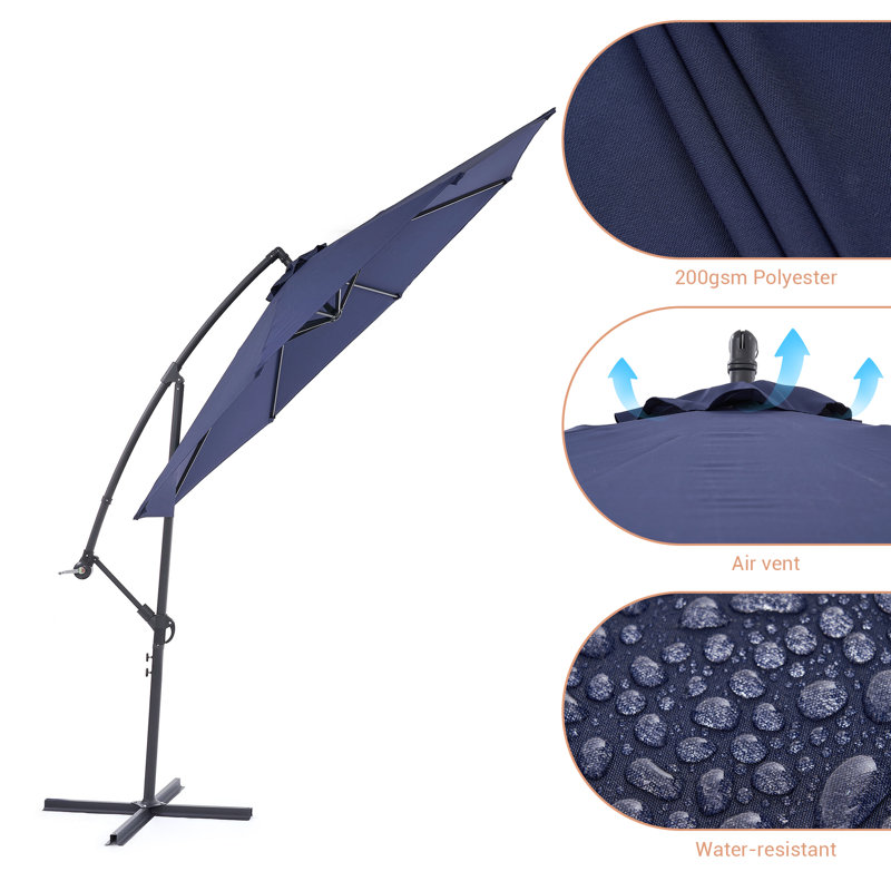 Parasol en porte-à-faux 120 po, Bleu marine