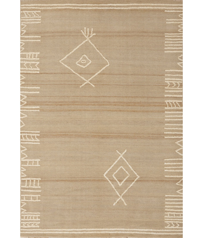 Tapis zone beige handwoven à tissage plat