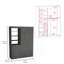 Armoire 3 tiroirs Kenya, double porte, 3 tablettes en chêne fumé