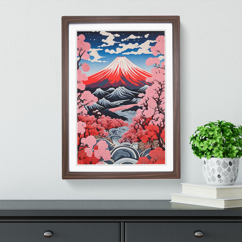 Mount Fuji Constructivism No.2 - Framed Print, 34cm H x 25cm W x 2cm D, Walnut