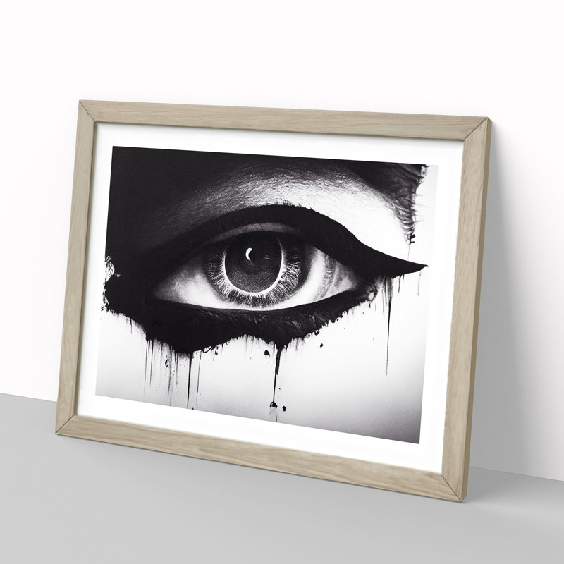 Human Eye Purism Abstract 1 Piece Single Picture Frame Wall Art, 25cm H x 34cm W x 2cm D, Oak Framed