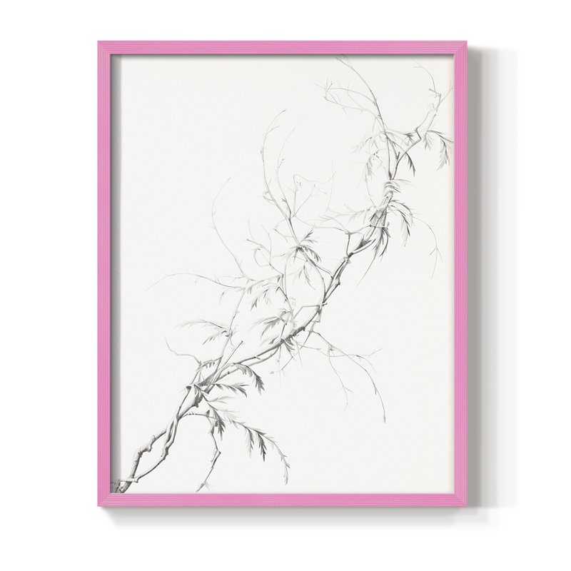 Impression florale rétro encadrée XX - bois massif, H 30 po x l 24 po, Rose