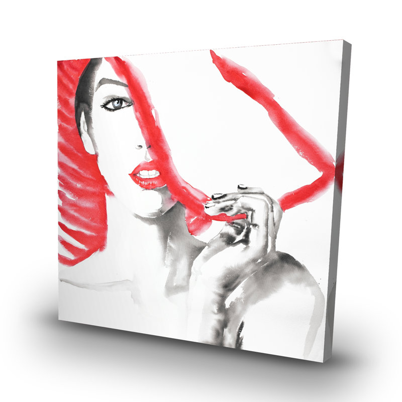 Woman with big hat - 32"x32" art on canvas