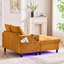 Canapé inclinable moderne en velours côtelé surdimensionné avec assise profonde, 3 coussins, charge USB, bande lumineuse à DEL RVB, porte-gobelet, poche latérale - convient au salon et à la chambre à coucher-1431057021