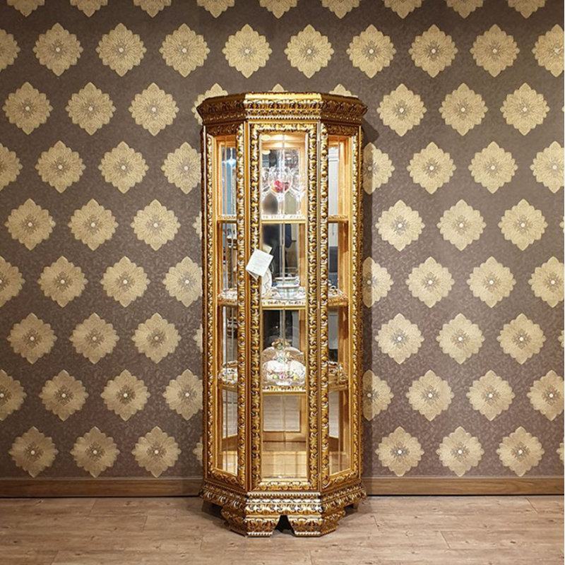 Infinity Lighted Curio Cabinet, Antique Gold