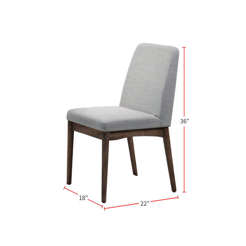 Chaises de salle à manger rembourrées en tissu gris (de 2) - Pieds en bois, style 2 confortables et élégantes avec revêtement simple