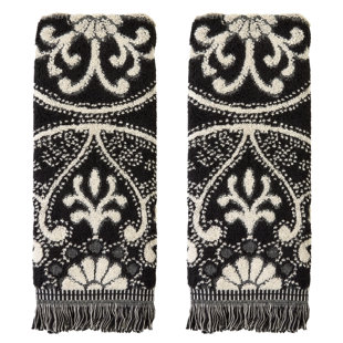 AMHERST MEDALLION JACQ HAND-BLK (Set of 2)