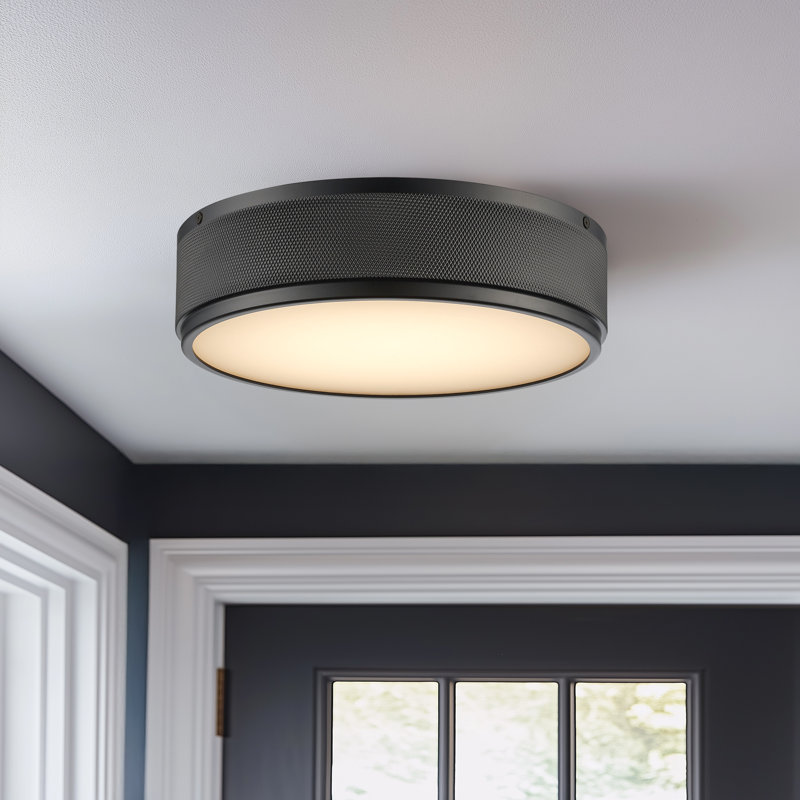 Amos LED Flush Mount, Black, 2.8" H x 11" W x 11" D
