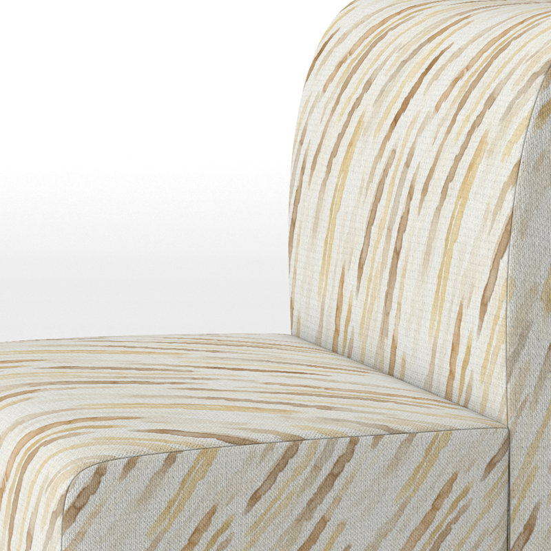 Fauteuil de chambre rayé brun et jaune, Pantoufle sans accoudoirs