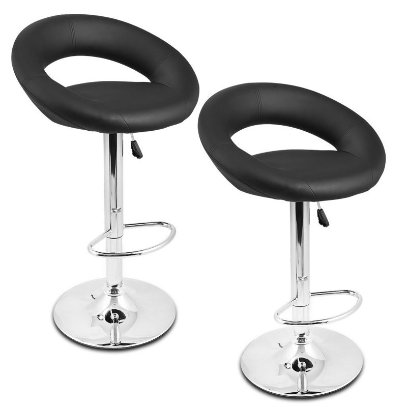 Beckwith Swivel Upholstered Adjustable Height Counter Stool, Black