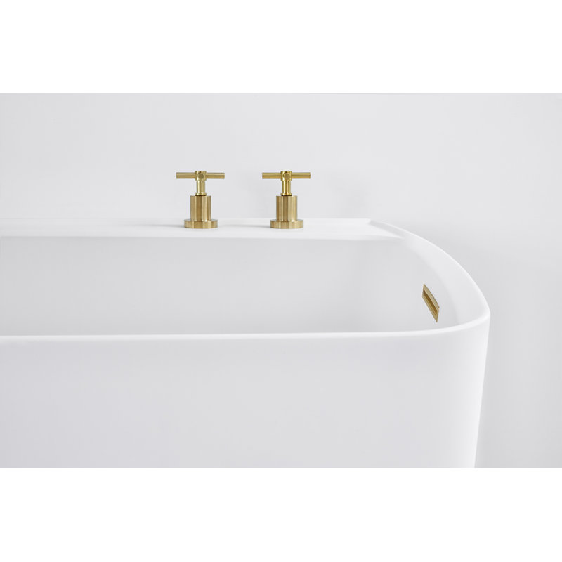 Lab 59.5'' L Freestanding Soaking Bathtub, White/Polished Chrome, Matte Whie