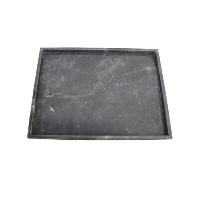 Plateau de service rectangulaire 16 po en marbre noir de jais - Élégant décor de maison et de cuisine de luxe