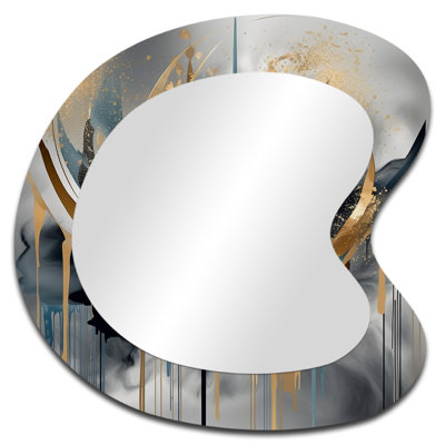 Abstract Shapes and infinity lines  III - Abstract Shapes Unique Shape Decorative Mirror, Modern Asymmetrical Large Wall Mirror, Printed Metal Art