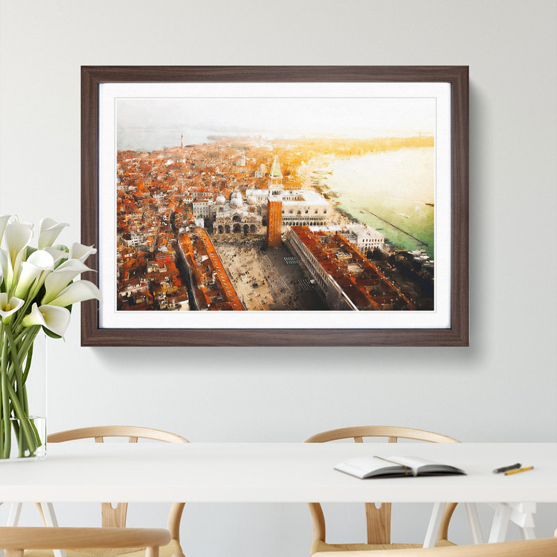 The City of Venice in Italy - Picture Frame Painting Print, 24cm H x 33cm W x 2cm D, Walnut Framed