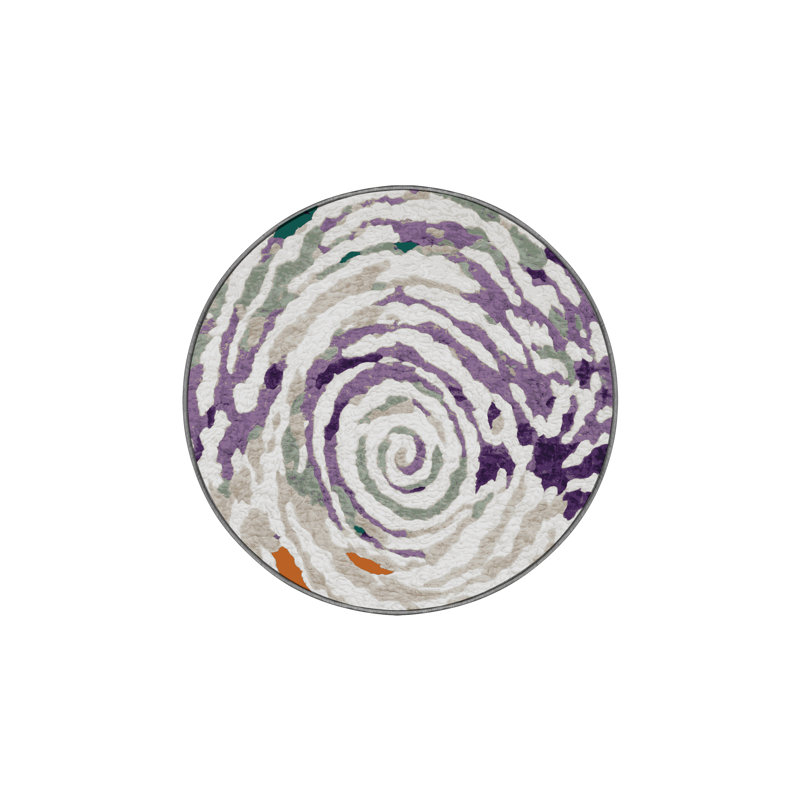 Machine Washable Gray Area Rug, Round 8'