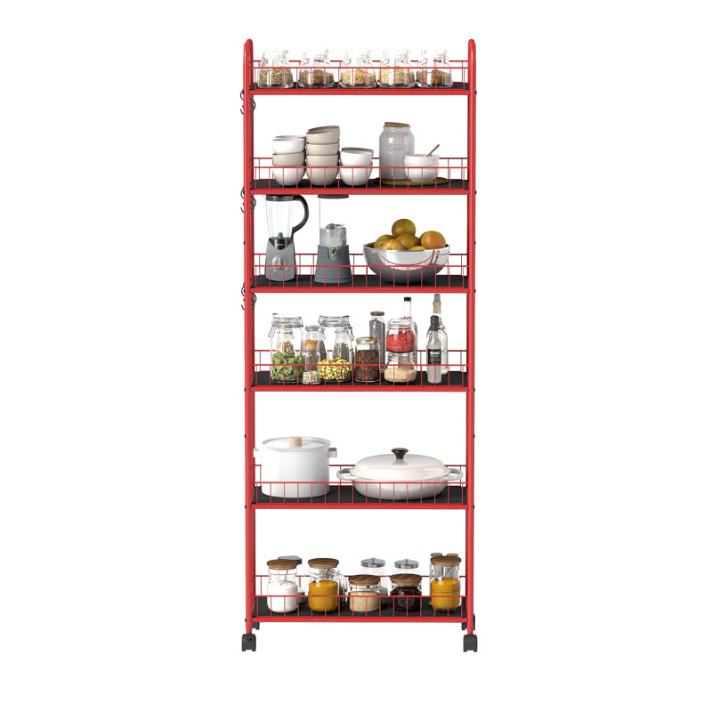 Red 6 Tier Slim Rolling Storage Cart