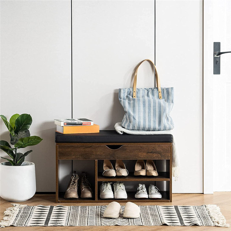 Banc de rangement pour chaussures 5 paires, Brun