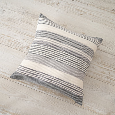 Modern Striped Woven Pillow - Soft Textured, Neutral Freja Design for Living Room/Bedroom