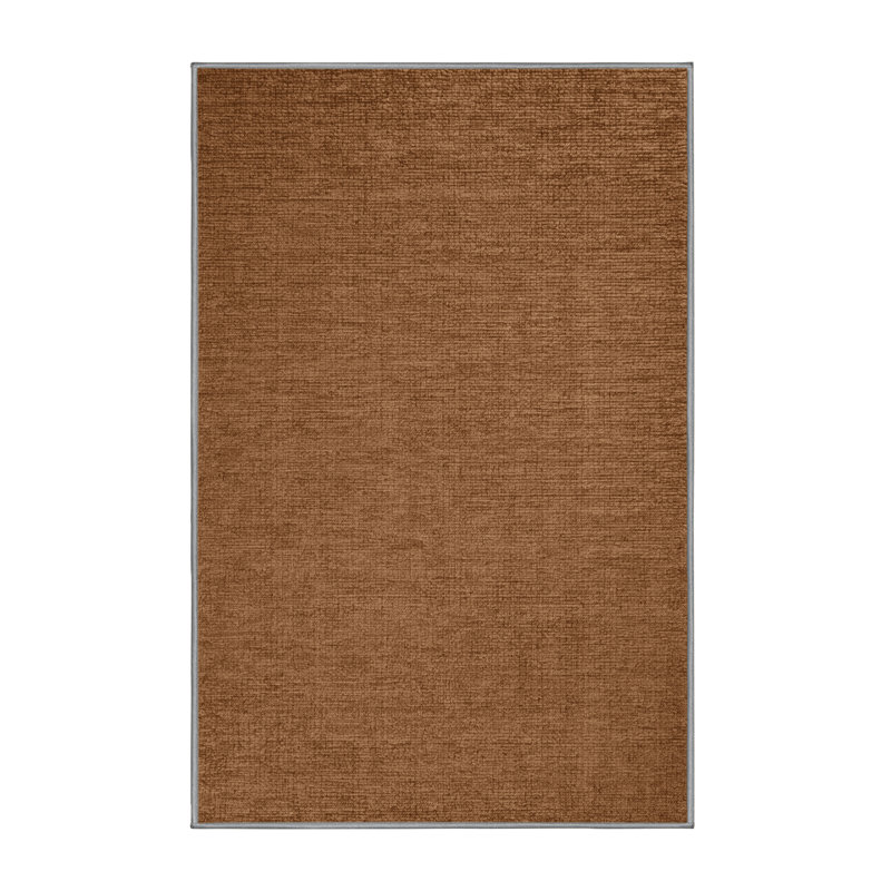 Tapis brun uni lavable à la machine, Rectangle 4pi x 6 pi