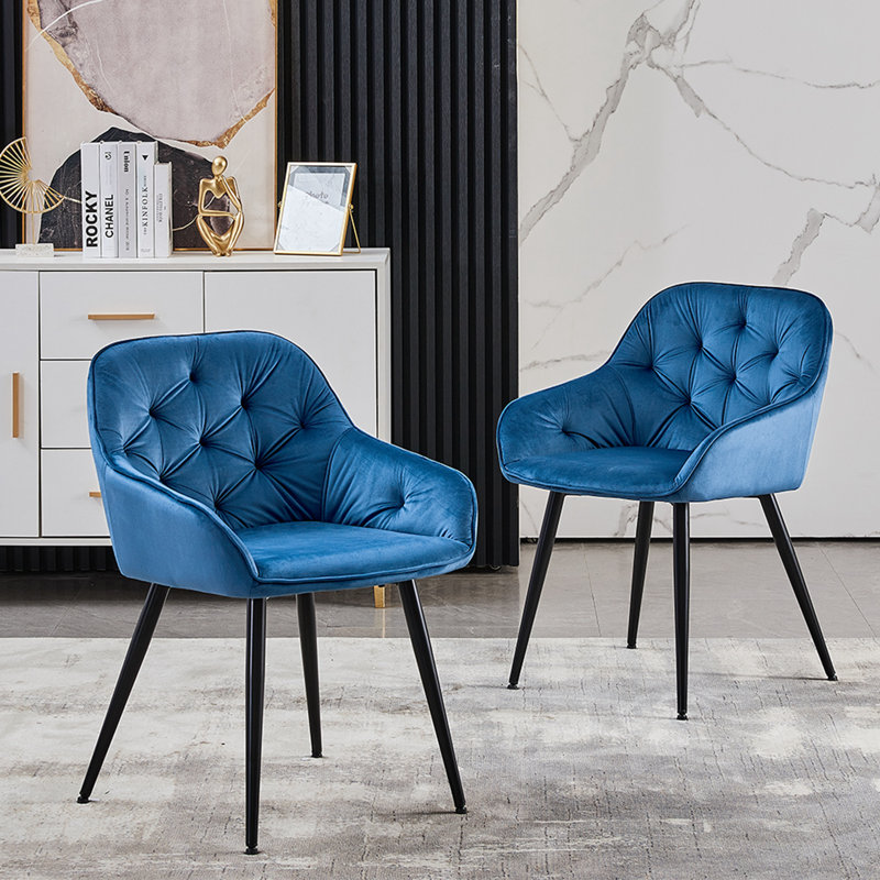 Waymire 49cm H Velvet Upholstered Side Chair, Blue