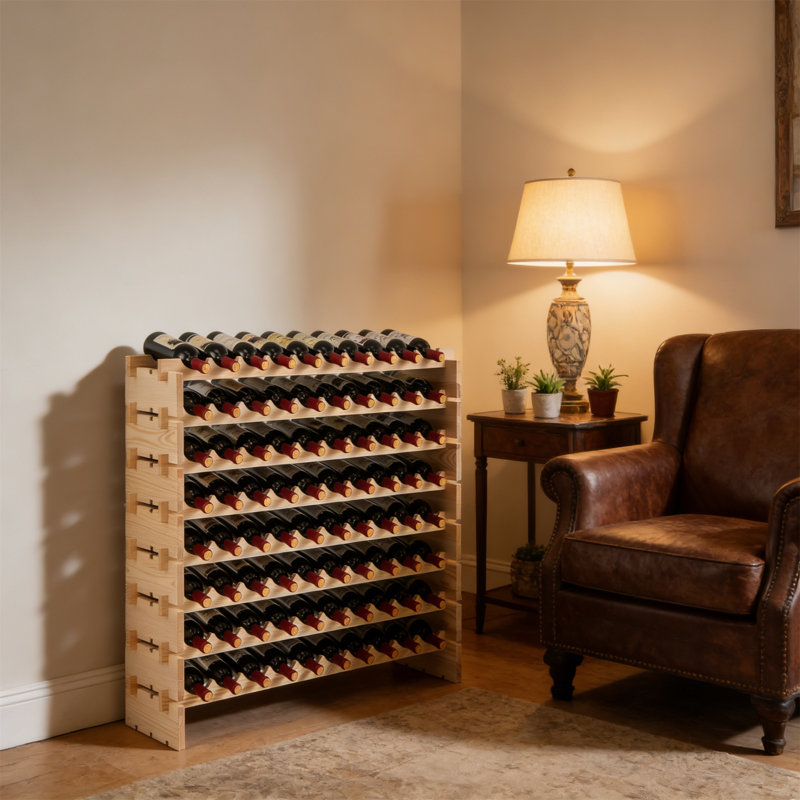 Wine Rack For Bottles, 6-Tier Stackable Wine Holder Stand, Wood Drink Organizer & Display Shelf For Home, Kitchen, Bar & Wine Cellar