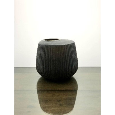Tabla Vase Vertical Killi Hand Cut Stone Finish Med Smoke Dia 8.25"