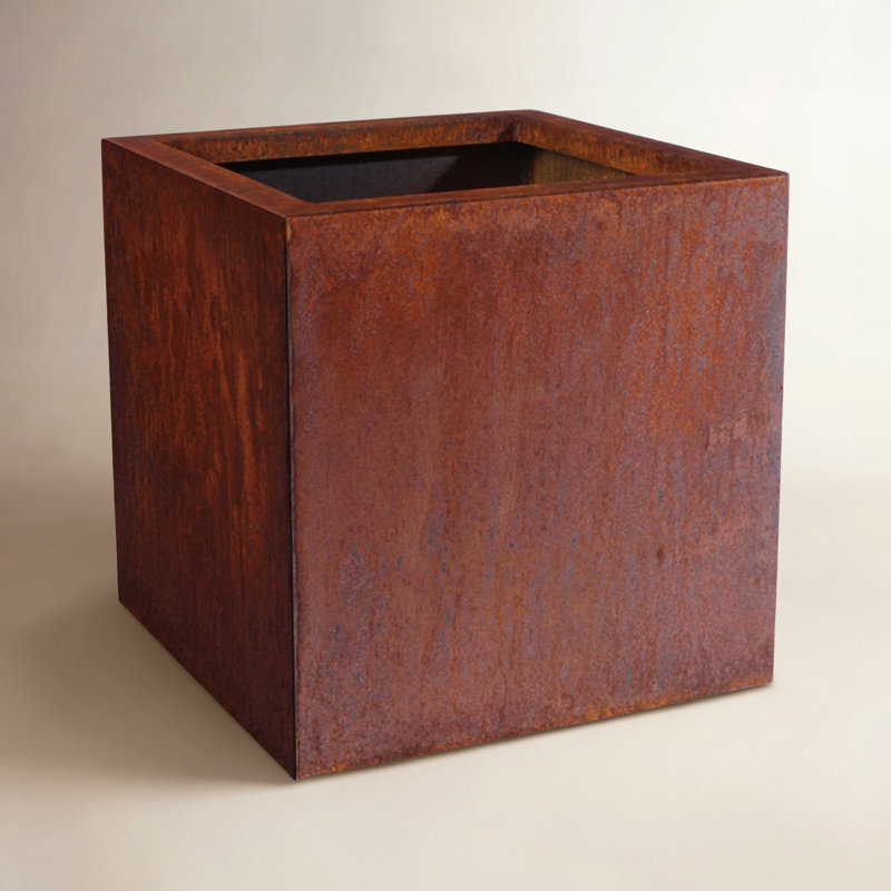 Bac à fleurs cubique en acier Corten Series, H 28 po x l 27 po x P 27 po