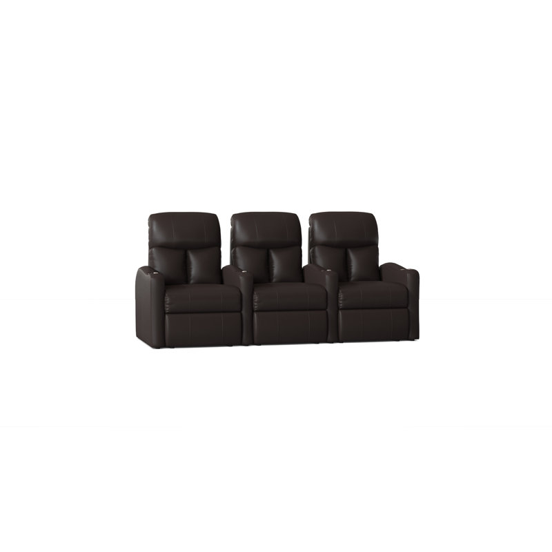 Upholstered Home Theater Seating with Cup Holder, Manual, Luxe Espresso
