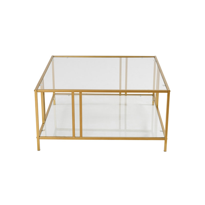 Four Leg Coffee Table with Storage, Gold