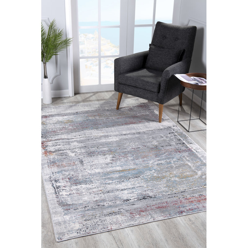 Tapis intérieur / extérieur gris délavé 4 pi x 6 pi (3 pi 9 po x 5 pi 6 po) Esker de Branch Branch