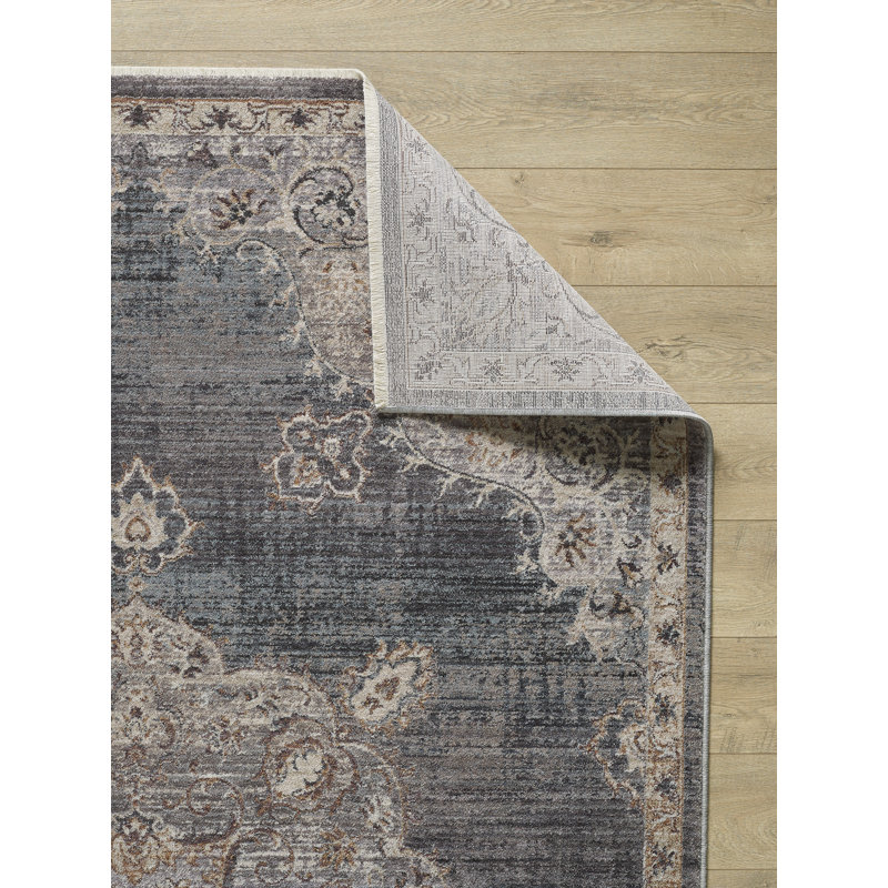 Tapis gris / bleu Serafina Adele 8805, Rectangle 5 pi x 7 pi 8 po