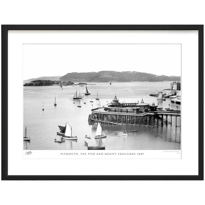Plymouth, The Pier And Mount Edgcumbe 1889 by Francis Frith - Single Picture Frame Print, 45cm H x 60cm W x 2.3cm D