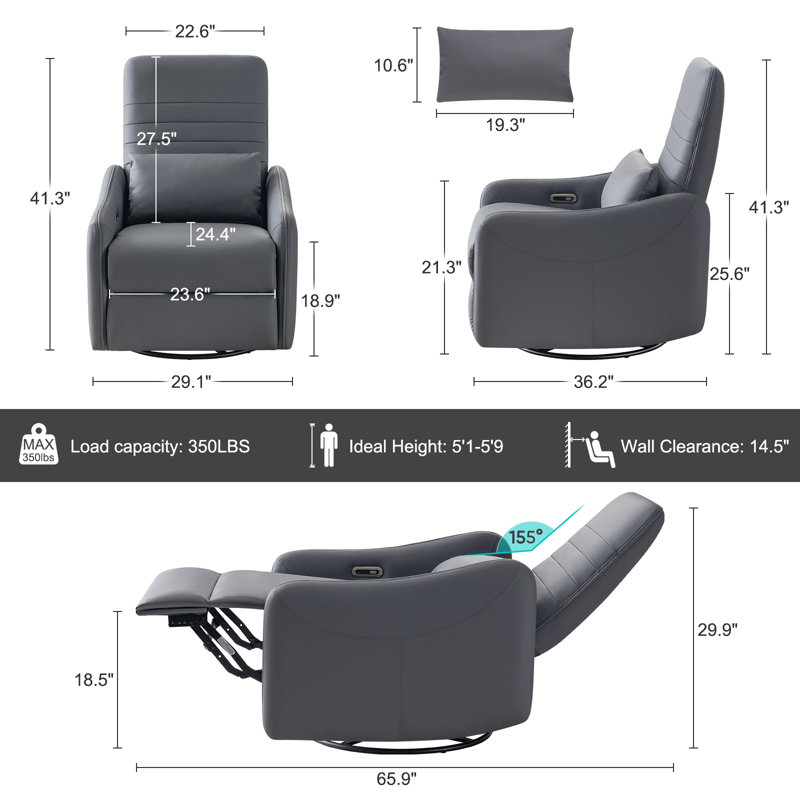 Fauteuil inclinable Taeju, Cuir synthétique gris