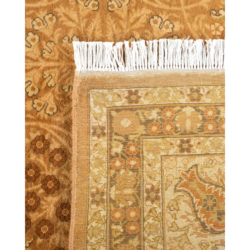 Tapis brun / brun noué à la main de conception unique 8 pi 2 po x 15 pi 10 po Mogul
